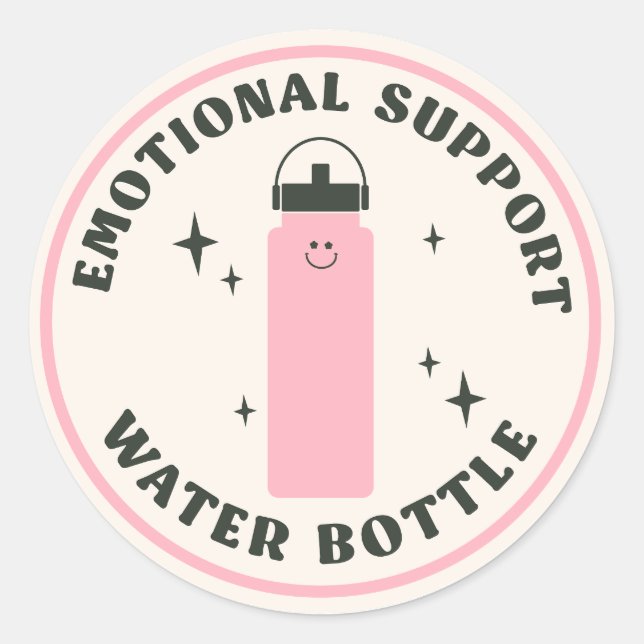 Sticker Rond Bouteille d'eau de support émotionnel (Devant)