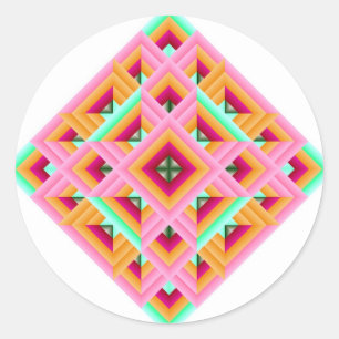 Sticker Rond Bouteille en diamant en rose et vert