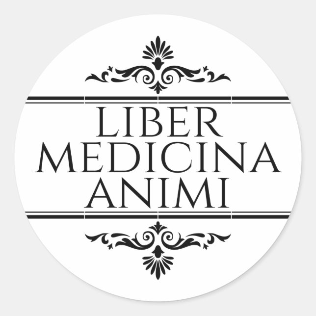 Sticker Rond Bouteille Porte - clé Liber Medicina Animi Bouton  (Devant)