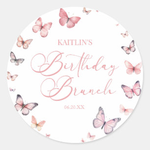 Sticker Rond Bouteille rose douce fête d'anniversaire Brunch