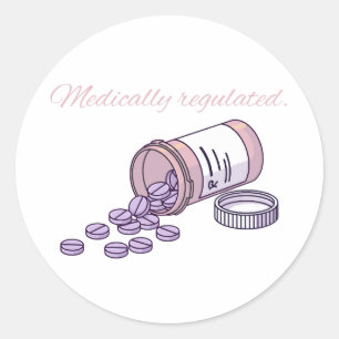 Sticker Rond Bouteille Rose Mignonne de Médicaments Réglementés