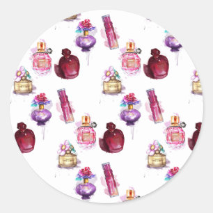 Sticker Rond Bouteilles de parfum aquarelle