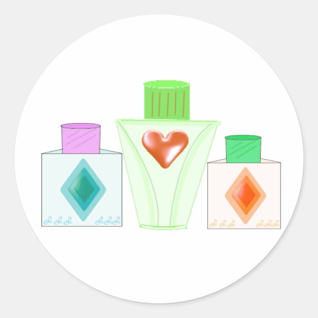 Sticker Rond Bouteilles de parfum et de lotion (Devant)