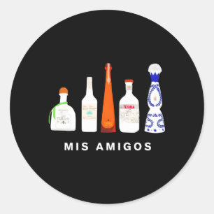 Sticker Rond Bouteilles Mis Amigos Tequila