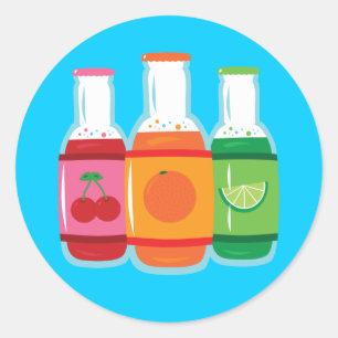 Sticker Rond Bouteilles Pop Soda
