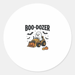 Sticker Rond Bouteur fantôme Halloween Boo-Dozer Design_1