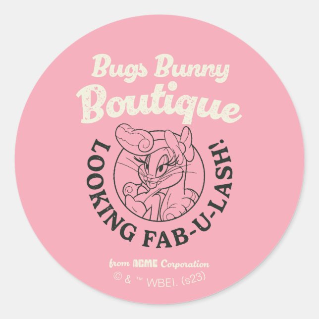 Sticker Rond Boutique BUGS BUNNY™ - Fab-U-Lash à l'air ! (Devant)