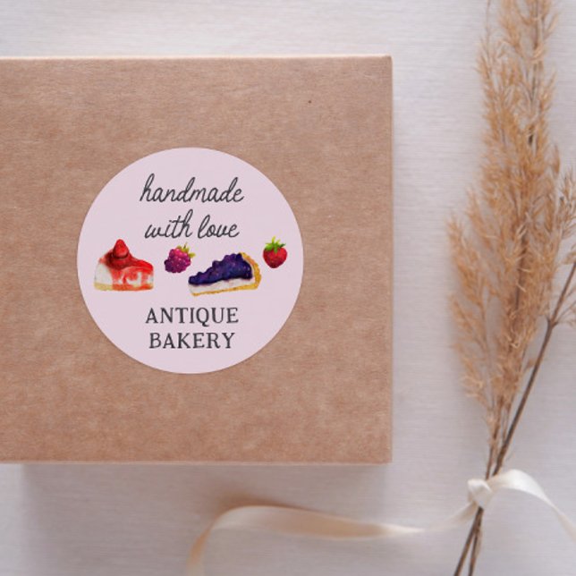 Sticker Rond Boutique de gâteaux faits main avec amour (Créateur téléchargé)