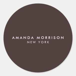 Sticker Rond Boutique de Luxe Minimaliste Brun Profond
