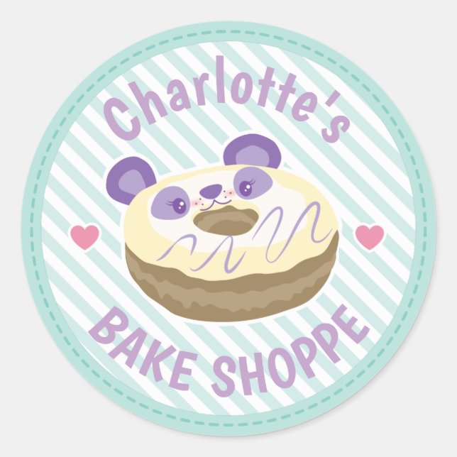 Sticker Rond Boutique de pâtisserie Purple Panda Donut (Devant)