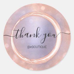 Sticker Rond Boutique de remerciements Nom commercial Rose Bleu