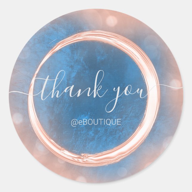 Sticker Rond Boutique de remerciements Nom commercial Rose Bleu (Devant)