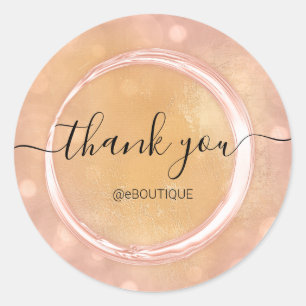 Sticker Rond Boutique de remerciements Nom commercial Rose Jaun