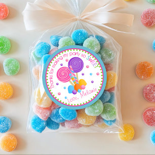 Sticker Rond Boutique de sucrerie rose pâle bleu clair Annivers