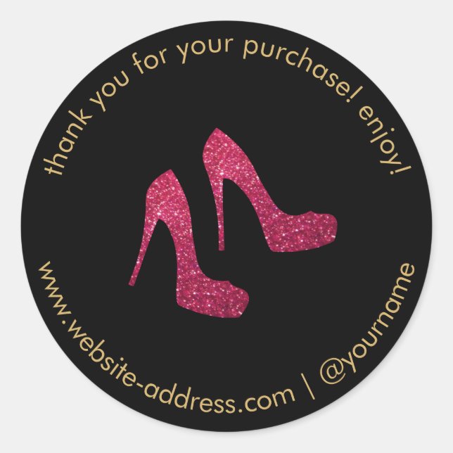 Sticker Rond Boutique de talons de Parties scintillant rouge, V (Devant)