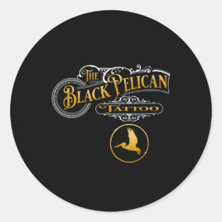 Sticker Rond Boutique de tatouage Pélican Noir