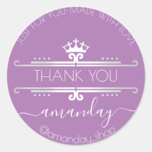 Sticker Rond Boutique Merci Web Boutique Royal Crown Purple