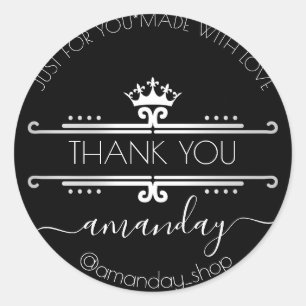 Sticker Rond Boutique Merci Web Boutique Royal é Black Crown