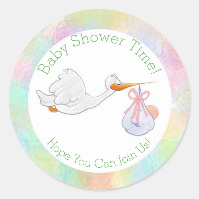 Sticker Rond Boutique Pastel Aquarelles avec Baby shower Bundle (Devant)