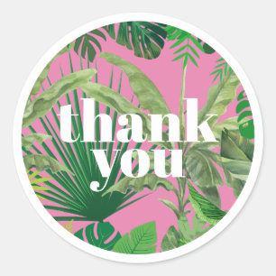 Sticker Rond Boutique & Salon moderne Tropical de luxe rose