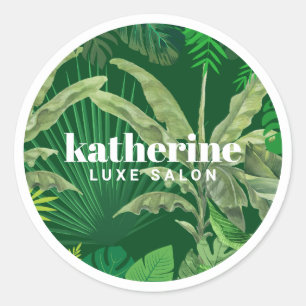 Sticker Rond Boutique & Salon Vert Tropical Moderne Luxe