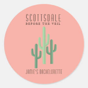 Sticker Rond Bouton Bachelorette Scottsdale Desert Cactus