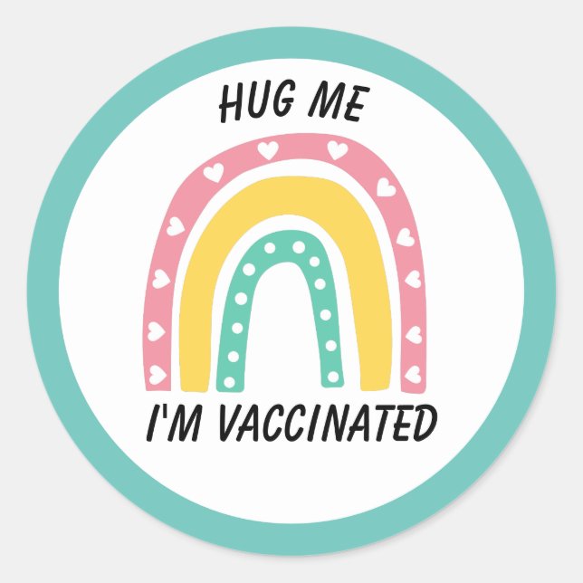 Sticker Rond Bouton bleu arc-en-ciel Je suis vacciné (Devant)