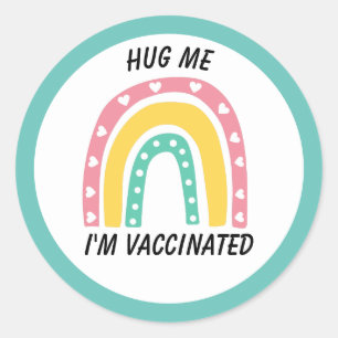 Sticker Rond Bouton bleu arc-en-ciel Je suis vacciné