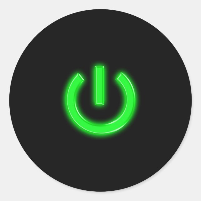 Sticker Rond Bouton d'alimentation Flourescent vert néon (Devant)