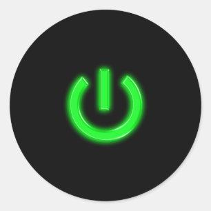 Sticker Rond Bouton d'alimentation Flourescent vert néon