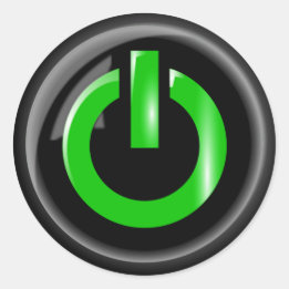 Sticker Rond Bouton d'alimentation noir " Vert sur "