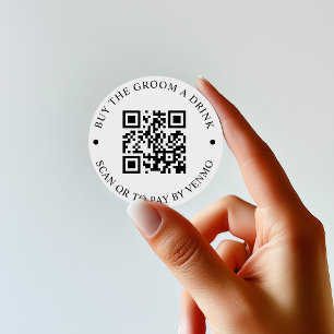 Sticker Rond Bouton de code QR pour offrir un verre au marié