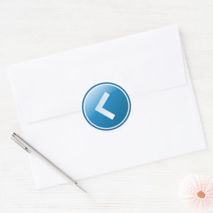 Sticker Rond Bouton Flèche Bleue - Gauche