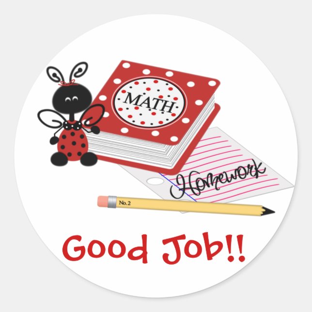 Sticker Rond Bouton Ladybug de bon travail (Devant)