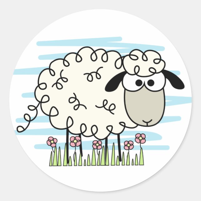 Sticker Rond Bouton Mouton Carton (Devant)