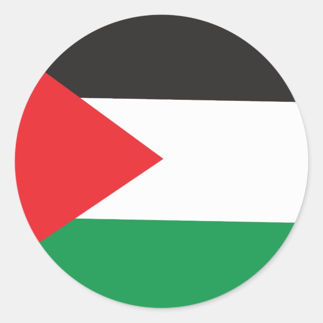 Sticker Rond Bouton Palestine, Drapeau Patriotique Palestinien (Devant)