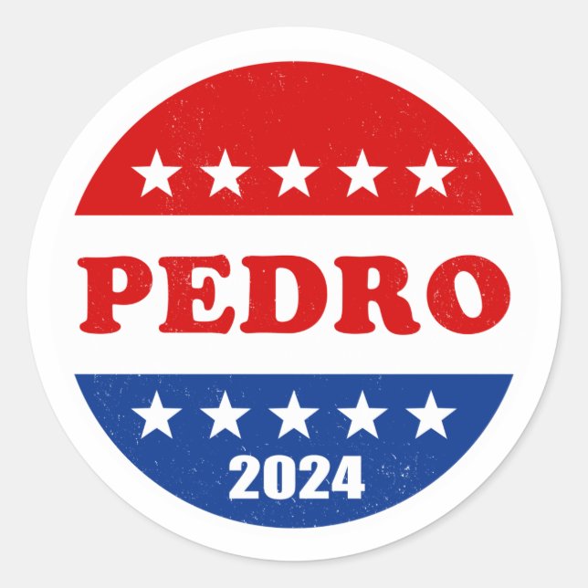 Sticker Rond Bouton Pedro Voter Élections 2024 (Devant)