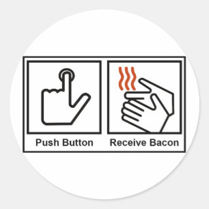 Sticker Rond Bouton Push, Bacon de réception
