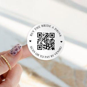 Sticker Rond Bouton QR code pour offrir un verre à la mariée