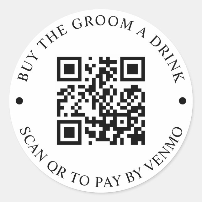 Sticker Rond Bouton QR code pour offrir un verre au marié (Devant)