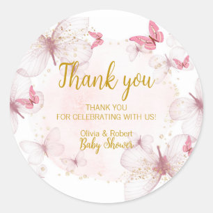 Sticker Rond Bouton rose or Baby shower Faveurs Tags