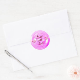 Sticker Rond Bouton rouge élégant Script Coeur Citations mignon