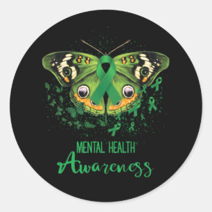 Sticker Rond Bouton vert de sensibilisation à la santé mental