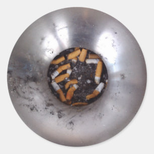 Sticker Rond Boutons de cigarettes en argent fumeur Ashtray, dr