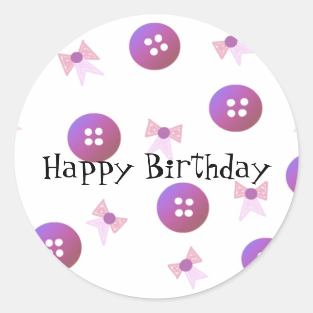 Sticker Rond Boutons et vaches d'anniversaire (Devant)