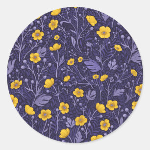 Sticker Rond Boutons jaunes et violets