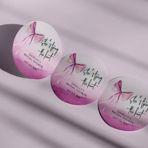 Sticker Rond Bow rose vif Elle noue la Fête des mariées de noeu