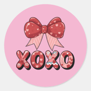 Sticker Rond Bow XOXO Coeurs mignonne amour filles douces femme