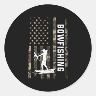 Sticker Rond BowFishing American Flag BowFishing