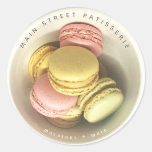 Sticker Rond Bowl of Macarons Food Photo Patisserie Business